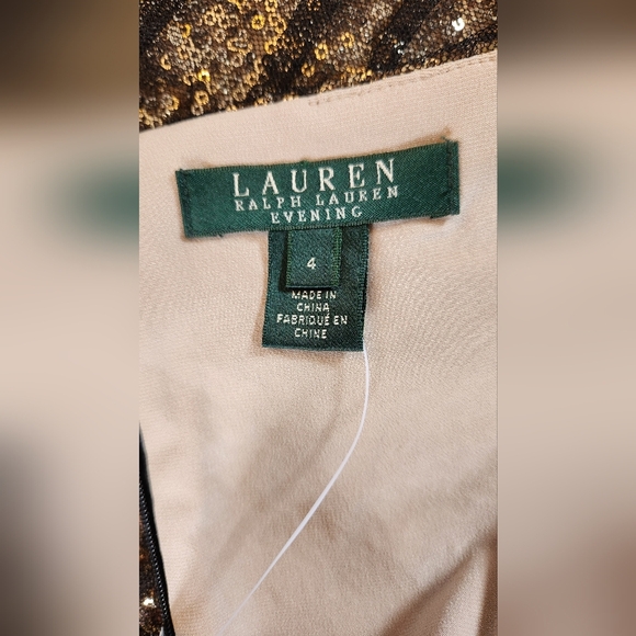 NWT Ralph Lauren Evening Gold Black Sequin Dress - Size 4 - Picture 13 of 13